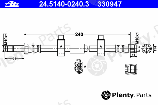  ATE part 24.5140-0240.3 (24514002403) Brake Hose