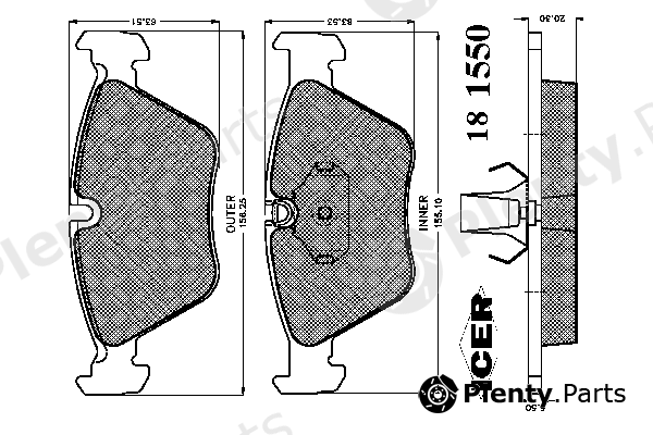  ICER part 181550 Brake Pad Set, disc brake