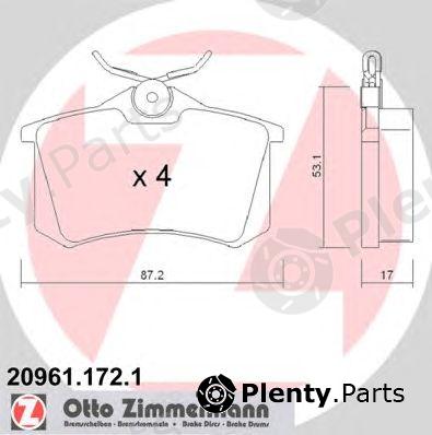  ZIMMERMANN part 20961.172.1 (209611721) Brake Pad Set, disc brake