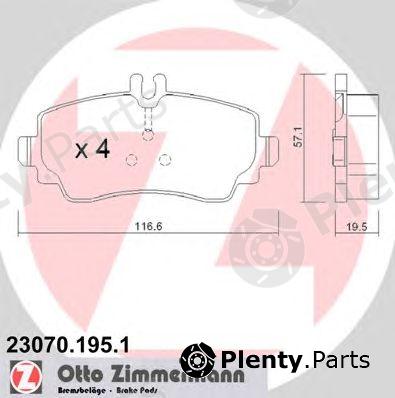  ZIMMERMANN part 23070.195.1 (230701951) Brake Pad Set, disc brake