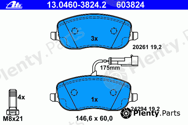  ATE part 13.0460-3824.2 (13046038242) Brake Pad Set, disc brake