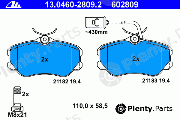  ATE part 13.0460-2809.2 (13046028092) Brake Pad Set, disc brake