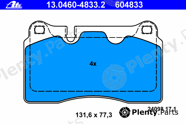  ATE part 13.0460-4833.2 (13046048332) Brake Pad Set, disc brake