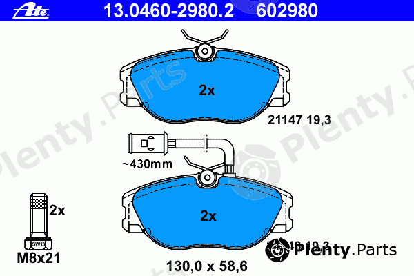  ATE part 13.0460-2980.2 (13046029802) Brake Pad Set, disc brake