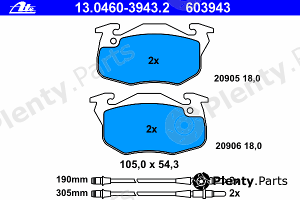  ATE part 13.0460-3943.2 (13046039432) Brake Pad Set, disc brake