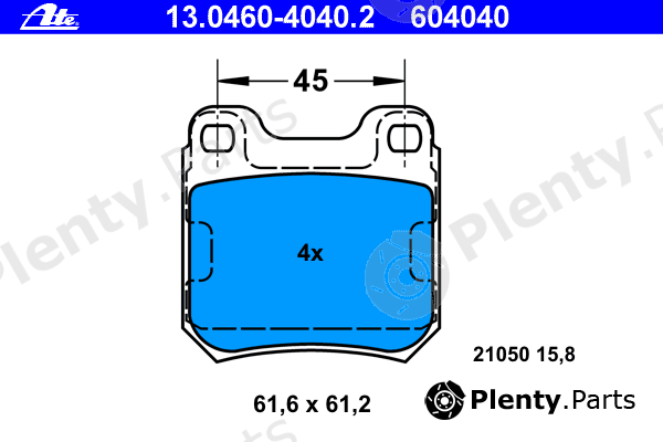  ATE part 13.0460-4040.2 (13046040402) Brake Pad Set, disc brake