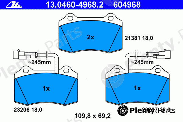  ATE part 13.0460-4968.2 (13046049682) Brake Pad Set, disc brake