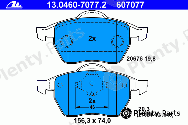  ATE part 13.0460-7077.2 (13046070772) Brake Pad Set, disc brake