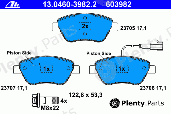  ATE part 13.0460-3982.2 (13046039822) Brake Pad Set, disc brake