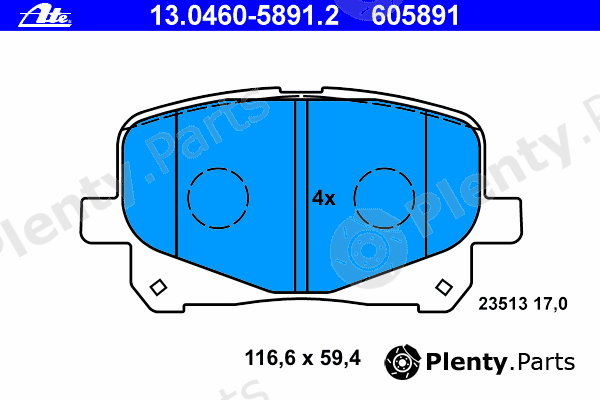  ATE part 13.0460-5891.2 (13046058912) Brake Pad Set, disc brake