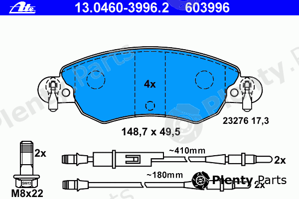  ATE part 13.0460-3996.2 (13046039962) Brake Pad Set, disc brake