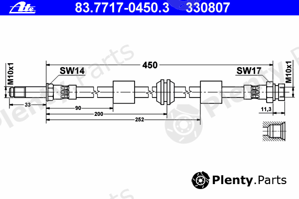  ATE part 83.7717-0450.3 (83771704503) Brake Hose