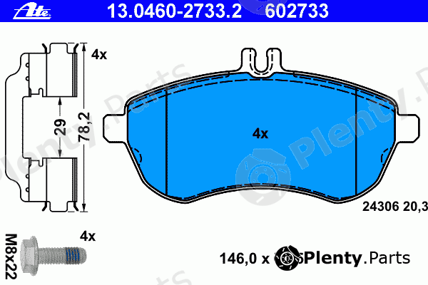  ATE part 13.0460-2733.2 (13046027332) Brake Pad Set, disc brake