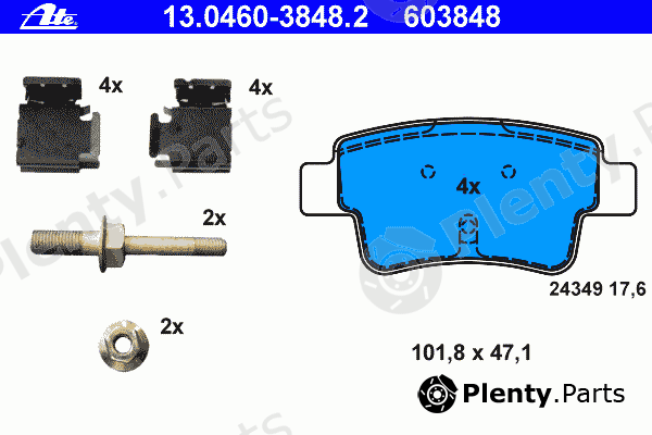  ATE part 13.0460-3848.2 (13046038482) Brake Pad Set, disc brake