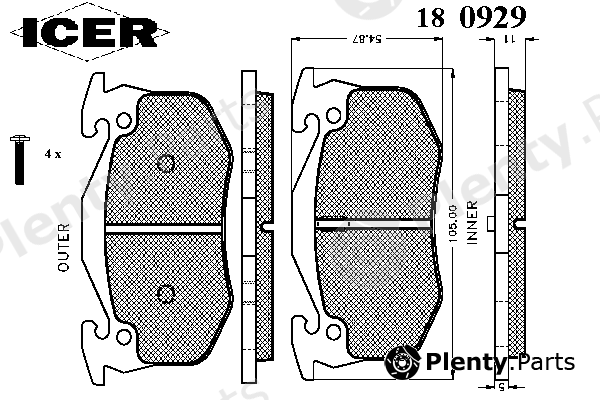  ICER part 180929 Brake Pad Set, disc brake