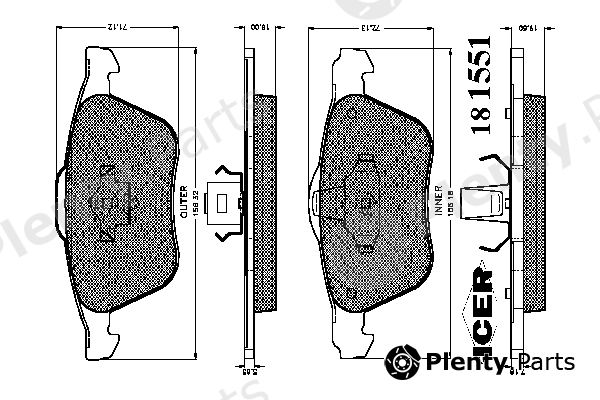  ICER part 181551 Brake Pad Set, disc brake