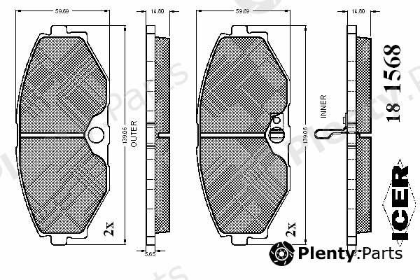  ICER part 181568 Brake Pad Set, disc brake