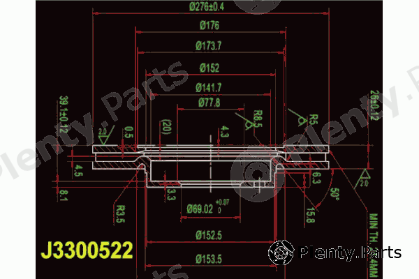  NIPPARTS part J3300522 Brake Disc