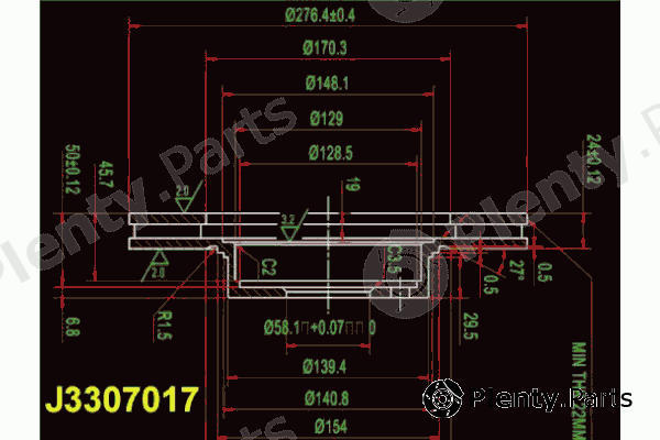 NIPPARTS part J3307017 Brake Disc