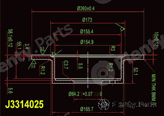  NIPPARTS part J3314025 Brake Disc