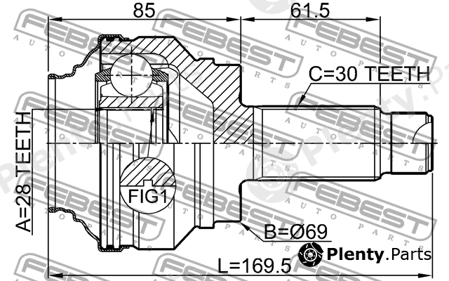  FEBEST part 1910-E70R (1910E70R) Replacement part