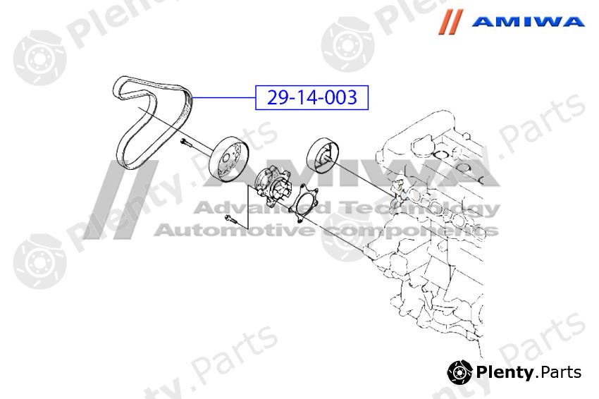  AMIWA part 29-14-003 (2914003) Poly-V Belt 6PK1255