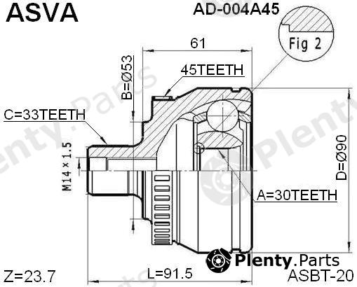  ASVA part AD-004A45 (AD004A45) Joint Kit, drive shaft