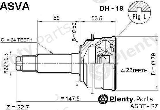  ASVA part DH18 Joint Kit, drive shaft