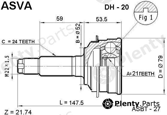  ASVA part DH20 Joint Kit, drive shaft