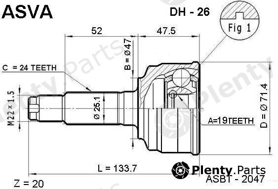  ASVA part DH26 Joint Kit, drive shaft