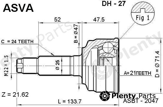  ASVA part DH27 Joint Kit, drive shaft
