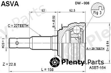  ASVA part DW-006 (DW006) Joint Kit, drive shaft