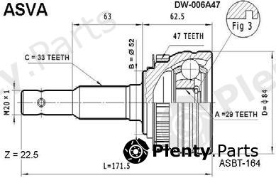  ASVA part DW-006A47 (DW006A47) Joint Kit, drive shaft