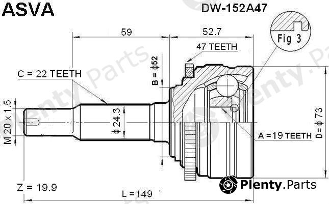  ASVA part DW-152A47 (DW152A47) Joint Kit, drive shaft