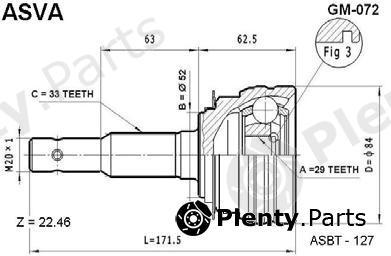  ASVA part GM-072 (GM072) Joint Kit, drive shaft