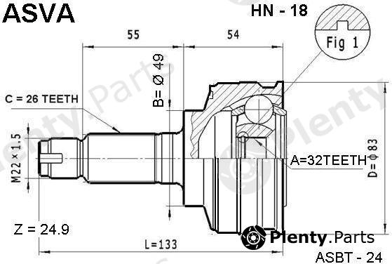  ASVA part HN18 Joint Kit, drive shaft