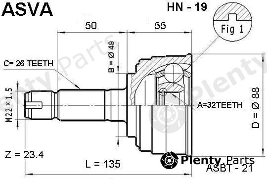  ASVA part HN19 Joint Kit, drive shaft