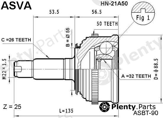  ASVA part HN21A50 Joint Kit, drive shaft