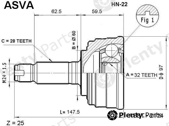  ASVA part HN-22 (HN22) Joint Kit, drive shaft