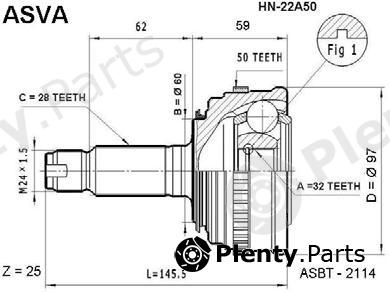  ASVA part HN22A50 Joint Kit, drive shaft