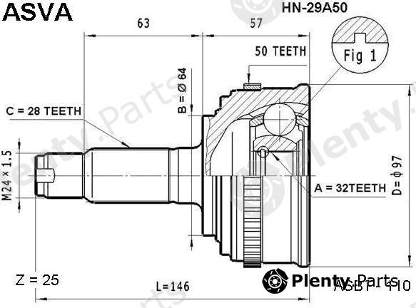  ASVA part HN-29A50 (HN29A50) Joint Kit, drive shaft