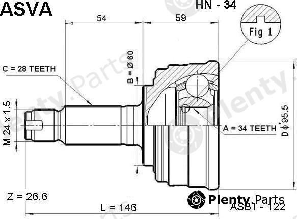  ASVA part HN34 Joint Kit, drive shaft