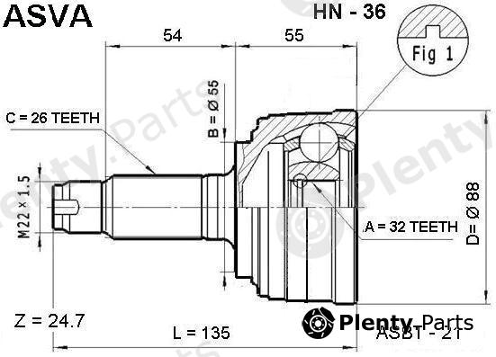  ASVA part HN36 Joint Kit, drive shaft