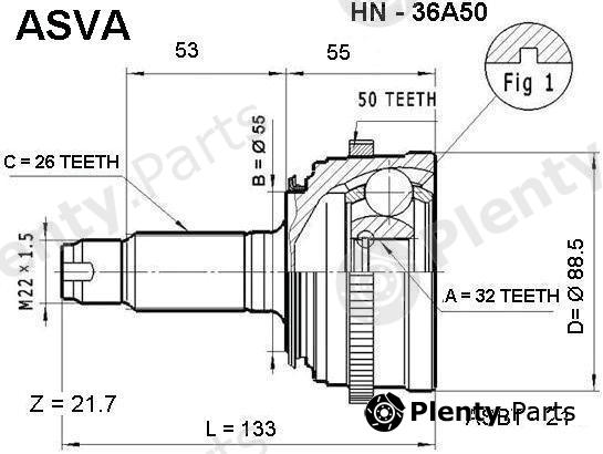  ASVA part HN36A50 Joint Kit, drive shaft
