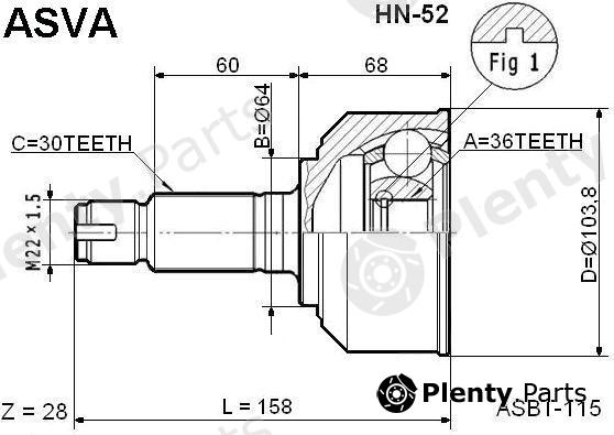  ASVA part HN-52 (HN52) Joint Kit, drive shaft