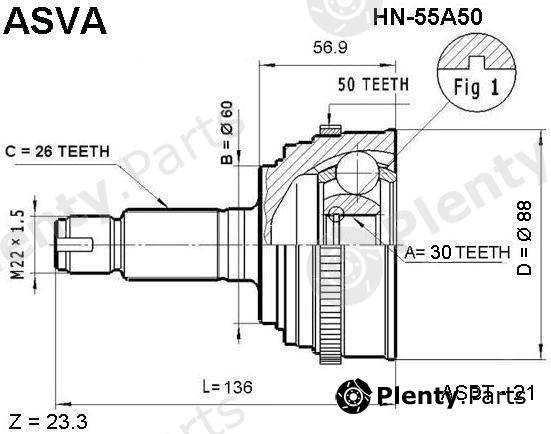  ASVA part HN-55A50 (HN55A50) Joint Kit, drive shaft