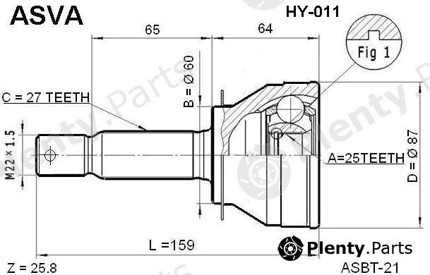  ASVA part HY-011 (HY011) Joint Kit, drive shaft