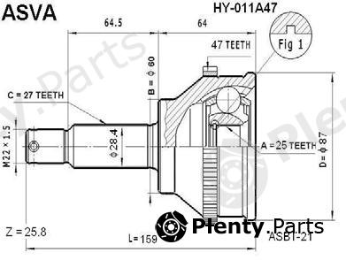  ASVA part HY-011A47 (HY011A47) Joint Kit, drive shaft