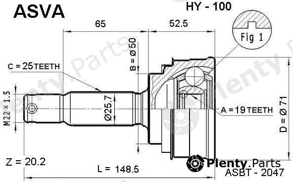  ASVA part HY100 Joint Kit, drive shaft