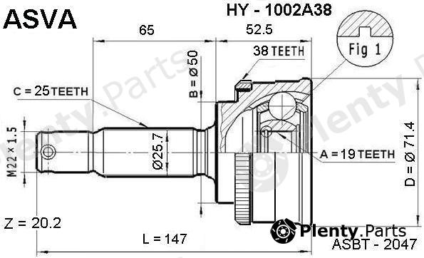  ASVA part HY1002A38 Joint Kit, drive shaft